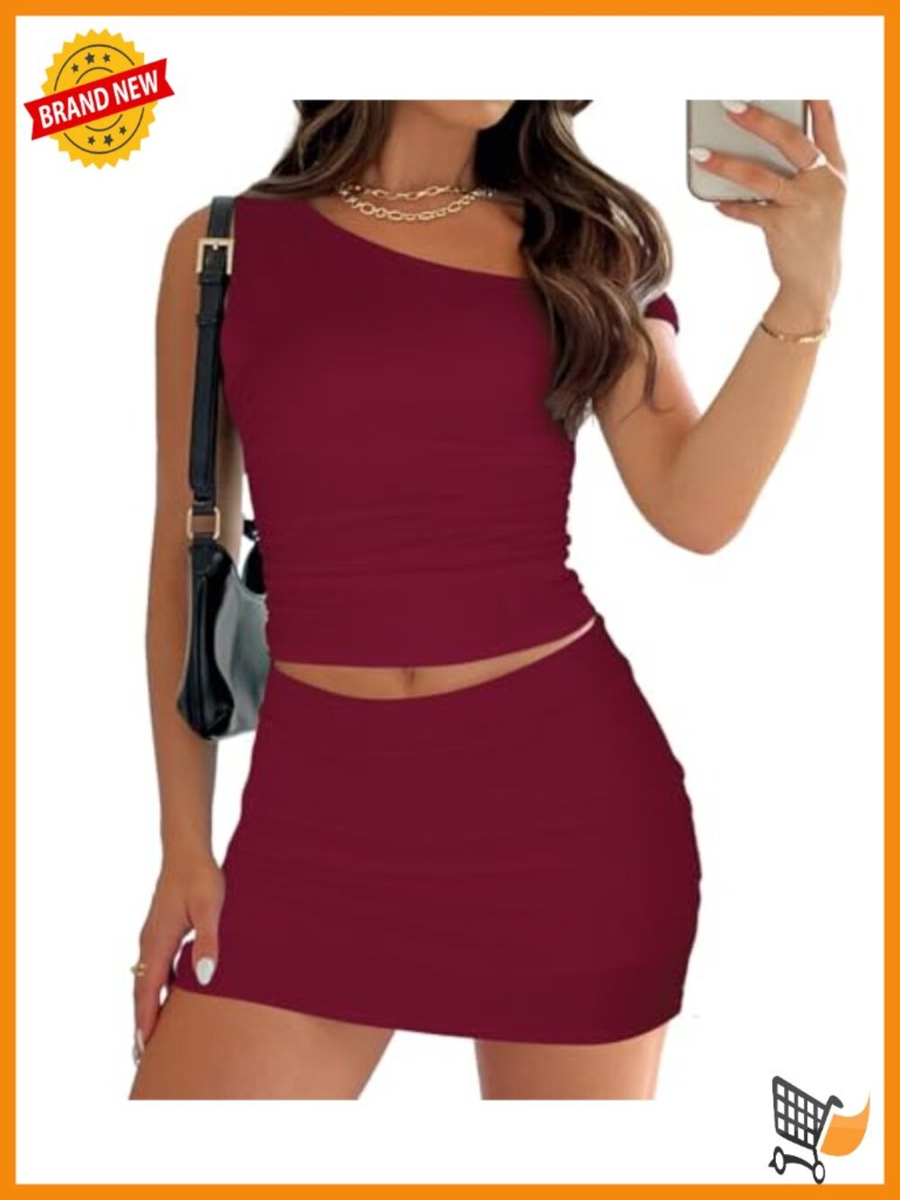 Off Shoulder Crop Top & Mini Skirt Set Women Going Out Bodycon 2 Piece Outfit